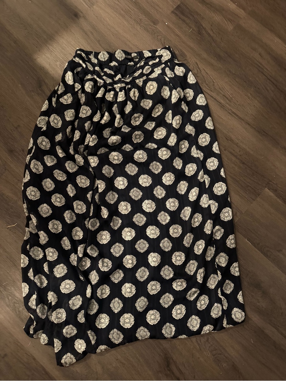 Mikarose navy  Maxi Skirt with Ivory Medallion Print